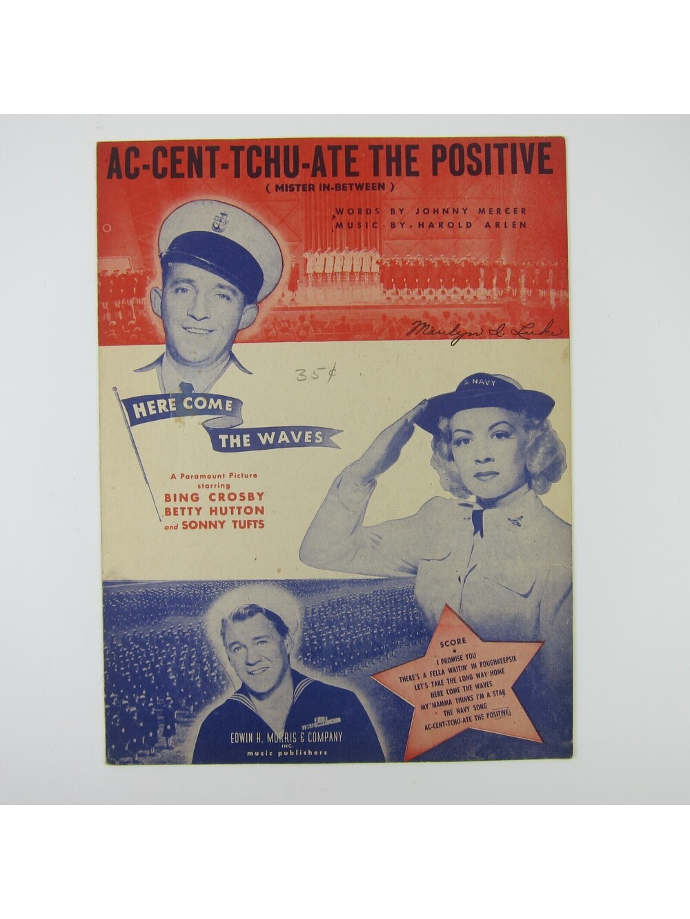 Sheet Music Accentuate Ac-Cent-Tchu-Ate the Positive Bing Crosby, Hutton 1944